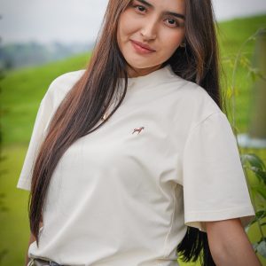 Camisetas Básicas Mujer Blanca (Caballo Café)